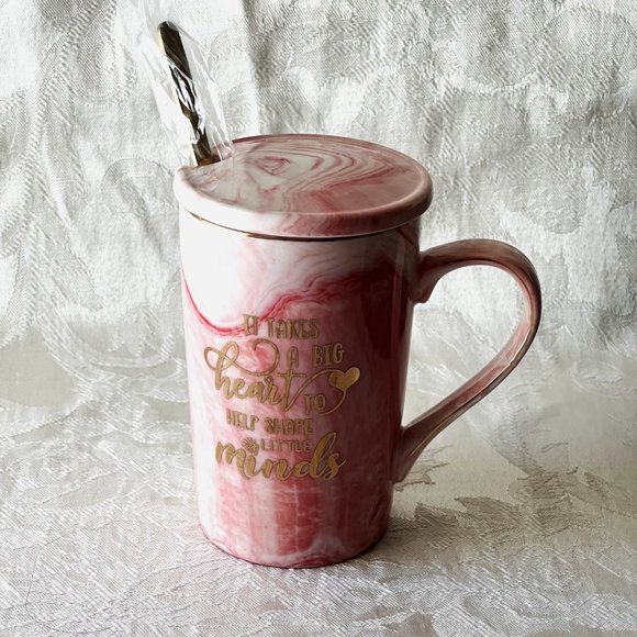 Present of Star Inspirational Teachers Appreciation Mug Lid Spoon Gift Set NIB - Picture 1 of 8